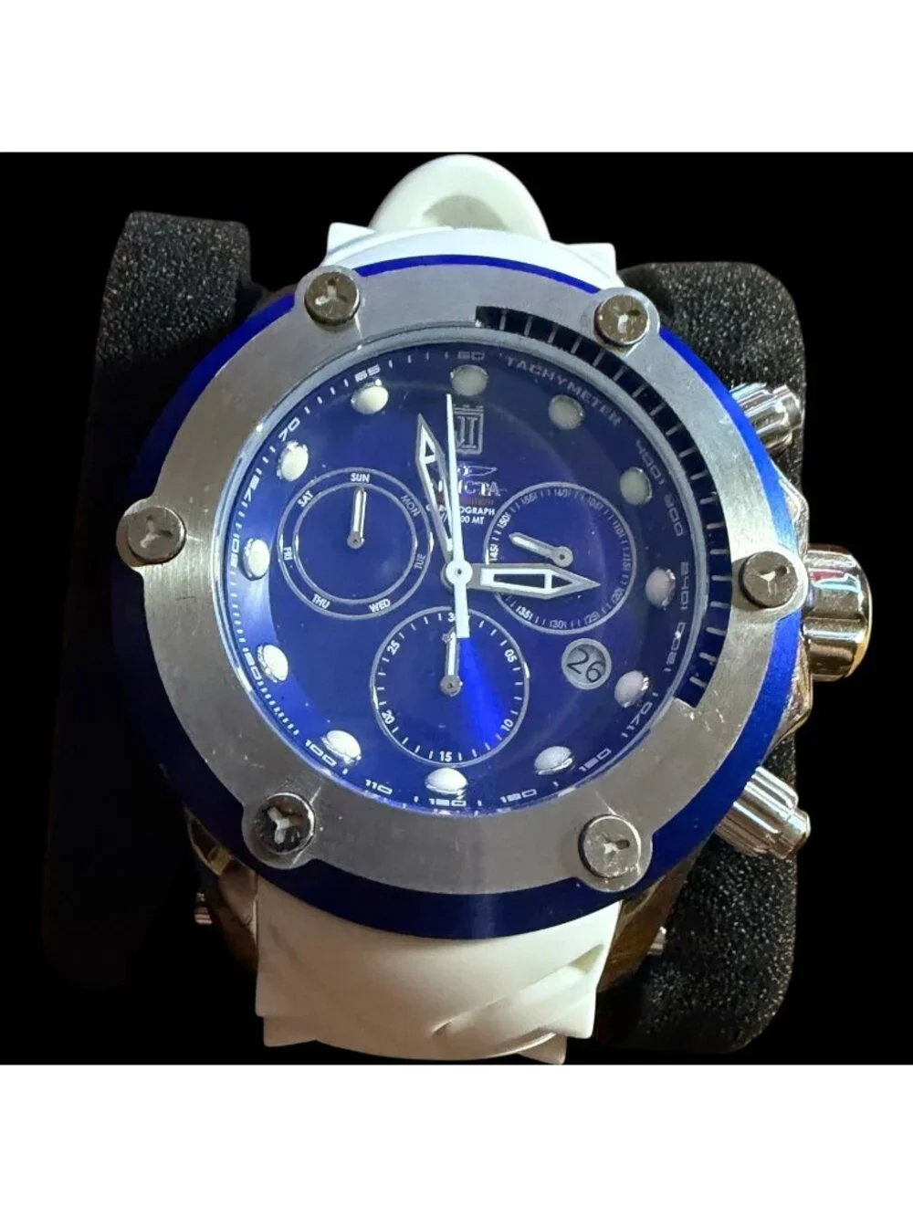 Invicta Jason Taylor 24024 Limited Edition Chronograph Blue Dial White Silicone